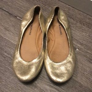 Lucky Brand gold leather ballet flats